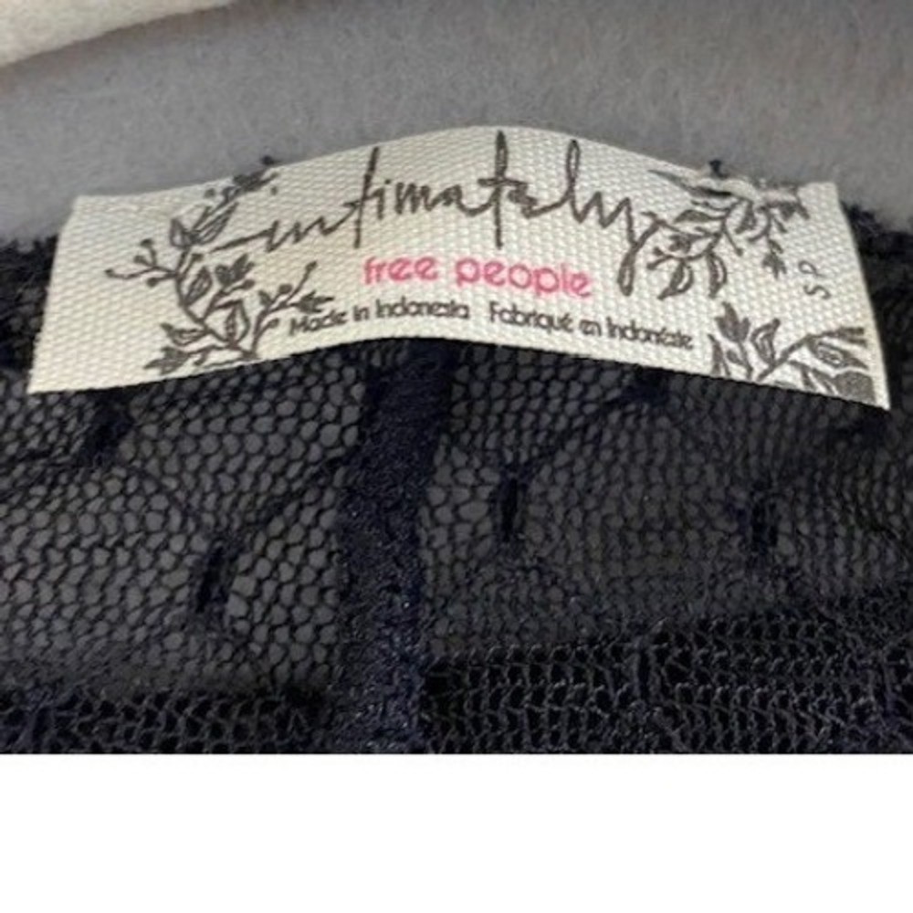 Intimately Free People Black Mesh Pointelle Long Sleeve Mock Neck Top Small - Picture 2 of 6